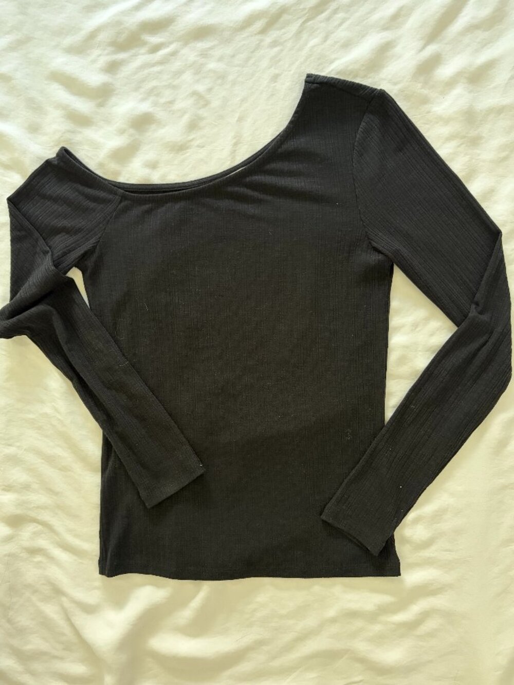 Z Supply Black One Shoulder Off Shoulder Ribbed Top Size Small